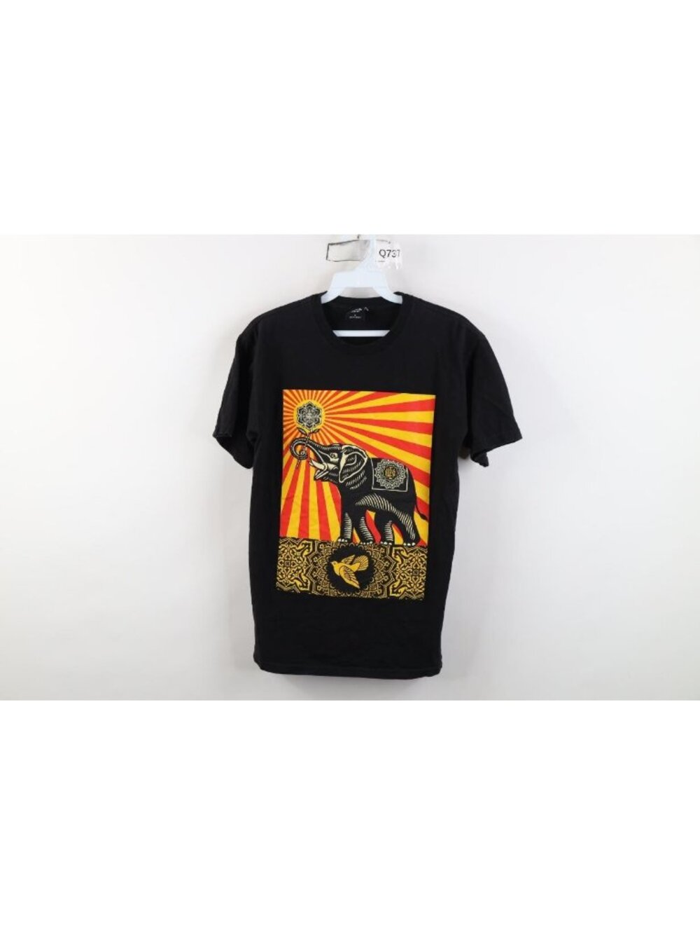Obey Propaganda Elephant Rising Sun Bird T-Shirt Mens Size S Black Short Sleeve